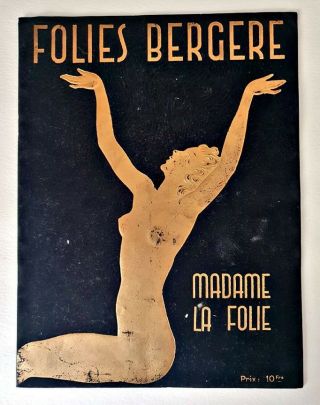 Vintage Folies Bergere Souvenir Program Cabaret Black Velvet Cover