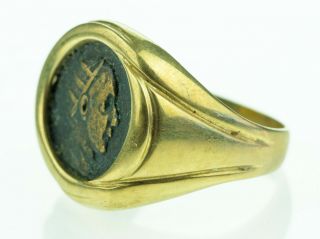 Antique Coin Ring In British Hallmarked 9 Ct Yellow Gold Mount By Qvc 9.  2 Grams