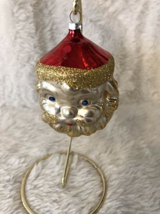Vintage West Germany Christmas Tree Ornament Mercury Glass Santa