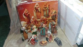 Vintage 1994 Grandeur Noel 9 Piece Nativity Set Complete Iob