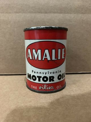 Vintage Amalie Pennsylvania Motor Oil Tin Can Bank Gas Garage Sign 3
