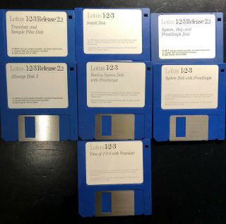 Lotus 1 - 2 - 3 Release 2.  2 3.  5 Floppy Disk Set Of 7 — Lotus 123 Vintage
