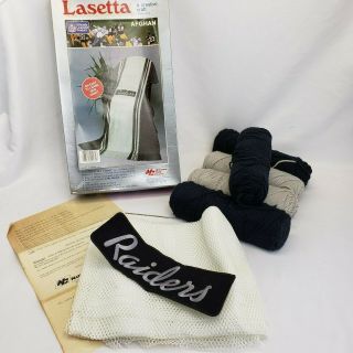 Vtg Lasetta Craft Kits Nfl Raiders Afghan Blanket No Knit Crochet