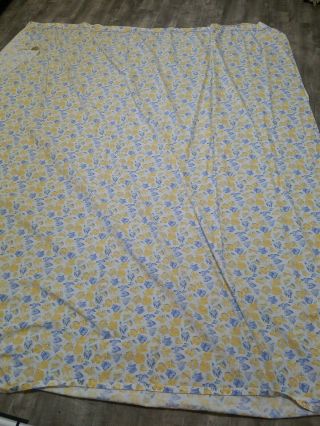 Vintage Laura Ashley Charlotte Sheet Flat Queen & 2 Cases Yellow Blue Floral
