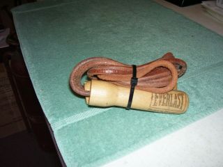 Vtg Everlast Boxing Leather Jump Rope Wood Handles 9.  5 Feet Model 4497