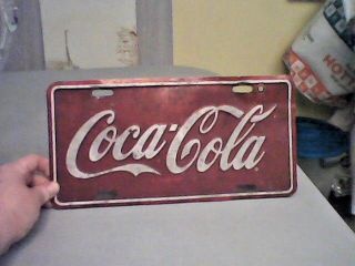 Vintage Coca Cola Liscense Plate Cherry Red Color