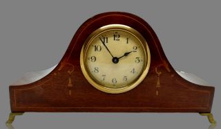 Old Vintage Wood & Brass Wind Up Mantle Piece Clock Order