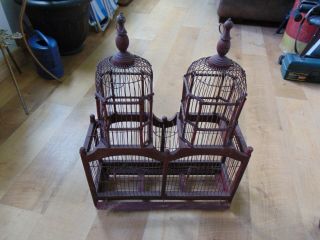 Vintage Wooden Bird Cage Taj Mahal Style Victorian Pet Collectible 2 Dome