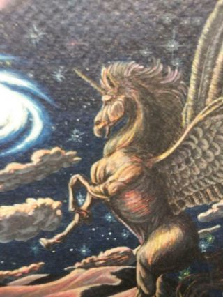 Old Vintage Science Fiction Winged Unicorn in Outer Space Art Painting 3