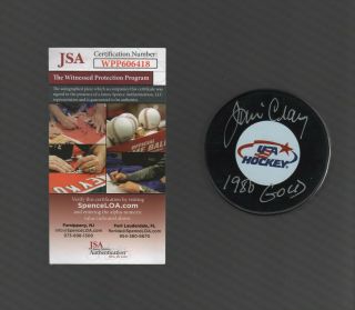 Jim Craig Signed Autographed Usa Hockey Puck W/1980 Gold Inscription - Jsa Wpp