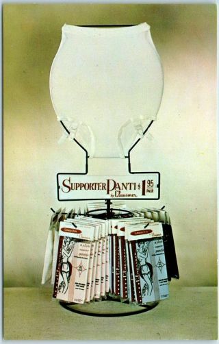 Vintage Chrome Advertising Postcard Claussner " Supporter - Pantie " Underwear 1950s