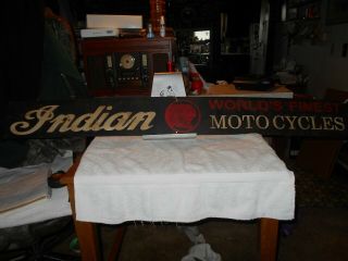 Vintage Indian Motorcycle Sign 54 " X 6 " Single Sided.
