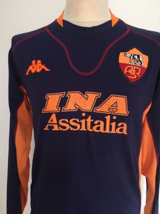 Vintage As Roma 2000 - 2001 Football Shirt Away Size Xxl 2xl Long Sleeve Kappa