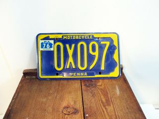 Blue And Gold 1976 Pa Penna Pennsylvania Metal Motorcycle License Plate