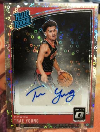 2018 - 19 Optic Fast Break Trae Young Rated Rookie Disco Prizm Rc Auto Autograph