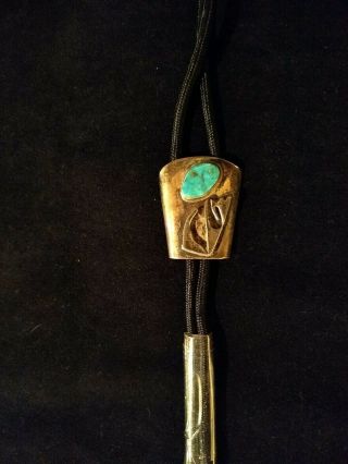 Vintage Sterling Silver Bolo Tie With Turquoise