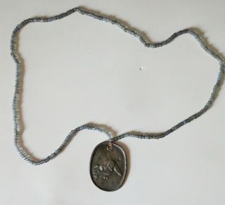 1778 Hudson Bay Fur Trade Medal " Made Beaver " On Branch W/vintage Glass Beads