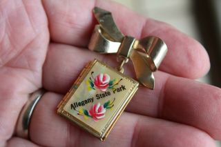 Vintage Allegany State Park York Souvenir Book Locket Pin/brooch