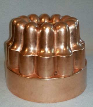 Antique 19th Cent.  French Copper Fluted Jelly Pudding Aspic Mould Mold 5 - 1/4 " H.