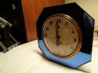 Vintage - Blue Mirror - Art Deco - Telechron Alarm Clock - To Restore - K191