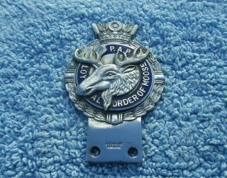 Vintage 1960s Loyal Order Of Moose Car Bumper Badge - Enamel Auto Emblem Jr Gaunt