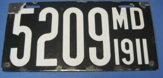 1911 Maryland License Plate All Porcelain Plate