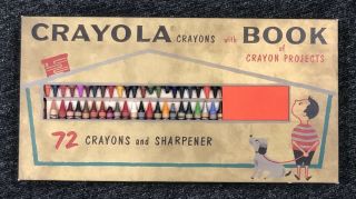 Vintage Crayola Crayons 72 Crayons With Flesh Binney & Smith Project Book 1960