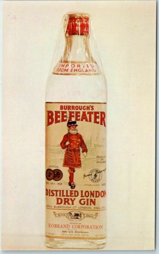 Vintage 1960s Chrome Advertising Postcard Beefeater Gin Alcohol Martini