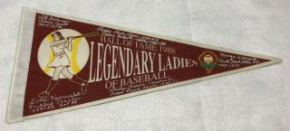 Vintage " Legendary Ladies Of Baseball " Pennant,  Signed By Aagpbl Players