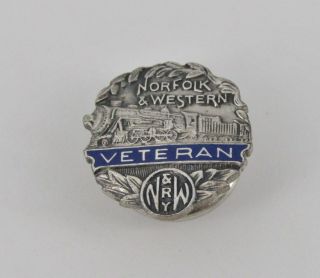 Vintage Sterling Silver Norfolk & Western Veteran Lapel Pin,  3.  7 Grams - R645