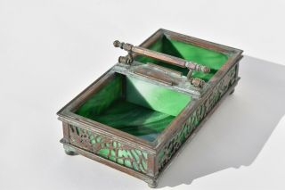 Antique Tiffany?/ Riviere Studios? Art Glass Bronze Overlay Slag Glass Box