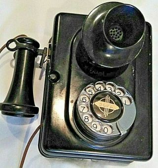 Antique 20s Automatic Electric Wall Phone Early Model 21 With Fluted Microphone