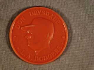 Vintage 1960 Armour Hot Dogs Coin Don Drysdale Orange Hof