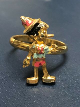Vintage Disney Pinnochio Ring Signed Walt Disney Prod Adjustable