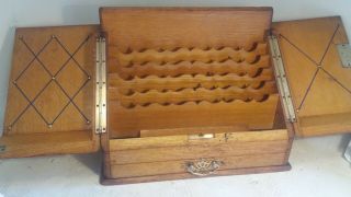 Antique Oak Stationary Writing Box Cabinet
