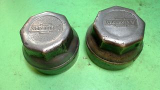 Vintage - - 1920s - Chevrolet Axle/bearing Hub Caps - Silver Plated Brass - Pair