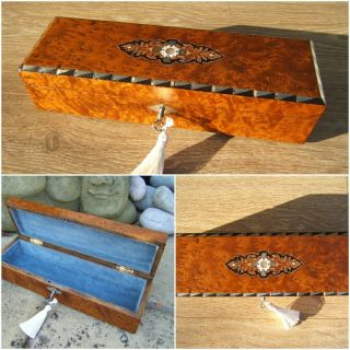 Terrific 19c French Antique Inlaid Necklace/jewellery Box - Fab Interior