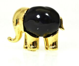 Vintage Kenneth Jay Lane Kjl Black Center Elephant Convertible Brooch To Pendant