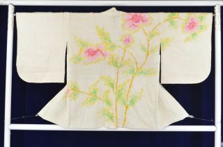 Vintage Silk Kimono Jacket:fully Shibori Pink Tree Peony@kb59