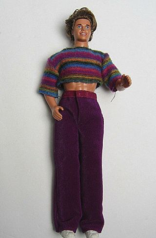Vtg Barbie Ken Doll 1991 Head 1968 Body Totally Hair Hippy Clothes Mattel