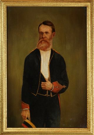 c.  1880 Portrait of an English Military Officer | Antique Oil on Canvas Painting 2