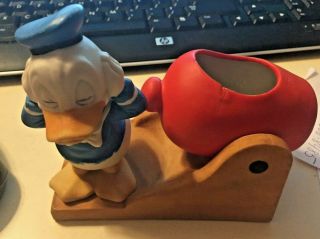 Disney Gift - Ware " Donald Duck " Vintage Ceramic Figure Donald With Cannon