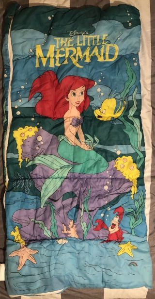 Disney The Little Mermaid Ariel Childs Sleeping Bag Vintage Very 1990s