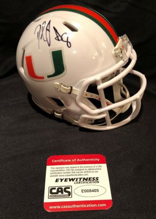 Texans Duke Johnson Signed Autographed Miami Hurricanes Mini Helmet
