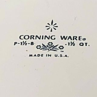 Corning Ware 1.  5Qt White Blue Cornflower Square Dish P - 1 1/2 - B Vintage 3