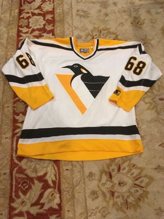 Vintage Jaromir Jagr Pittsburgh Penguins Jersey White Size Xl Starter Sewn