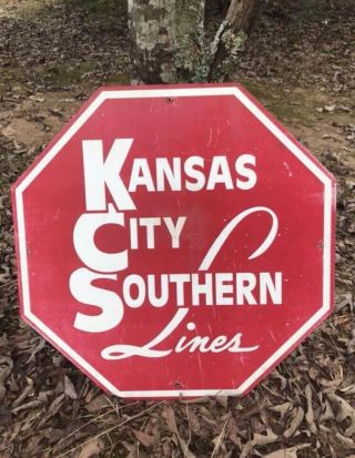 Vintage Metal Kansas City Southern Lines Railroad Rr Advertising Sign 27 "