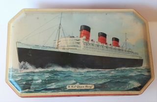 Vintage Rms Queen Mary Print Tin Box Bensons English Choice Candy Confections