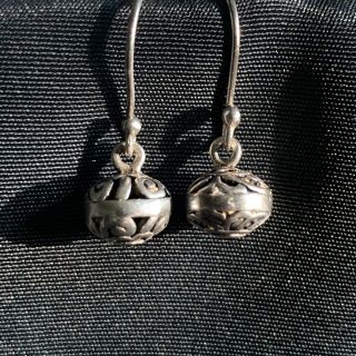 Vintage Small Openwork Dangle Earrings Sterling Silver 1 " X 1/4 "