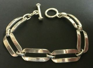 Solid 925 Sterling Silver Vintage Mexico Stylish Bracelet 24.  2 Grams 7.  5 " Long